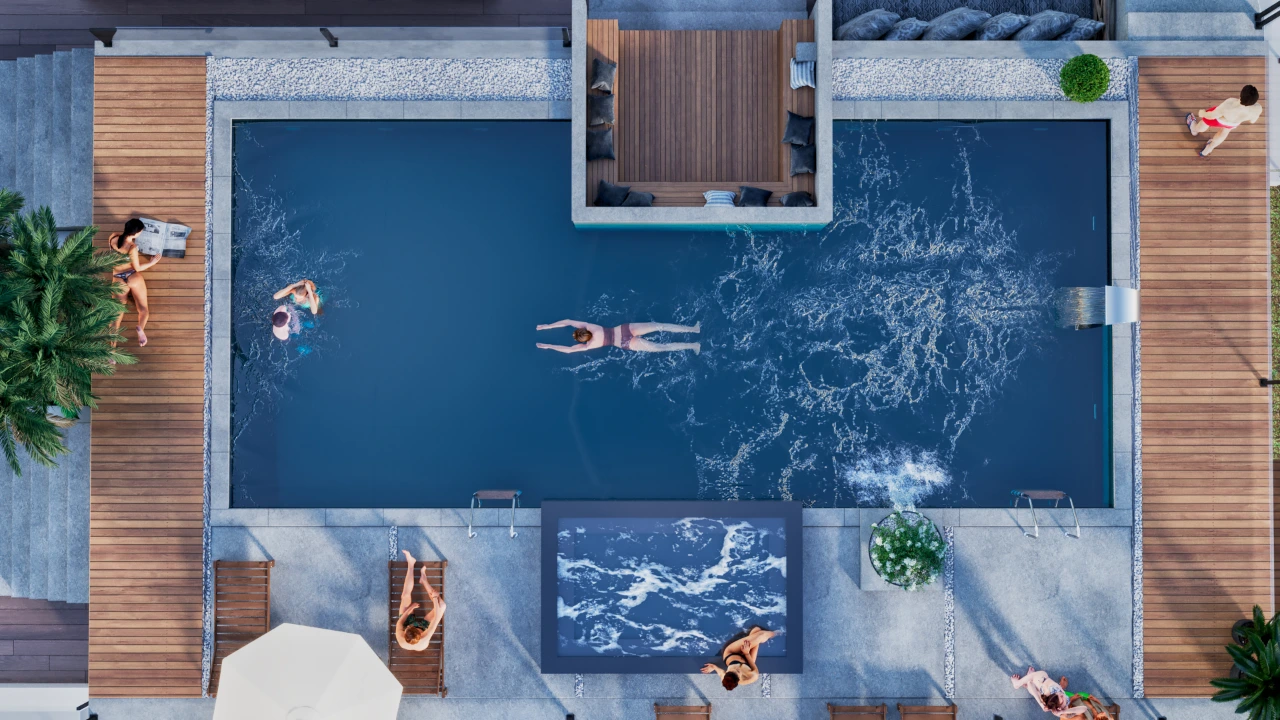 Плавальний басейн і панорама міста Skyline